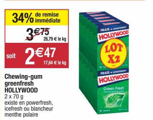 chewing-gum greenfresh hollywood