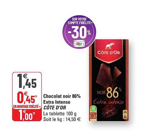 Chocolat Noir 86% Extra Intense Côte D'or