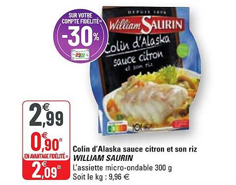 colin d'alaska sauce citron et son riz william saurin