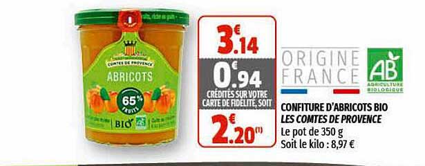 confiture d'abricots bio les comtes de provence