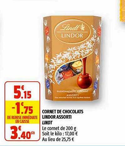 cornet de chocolats lindor assorti lindt