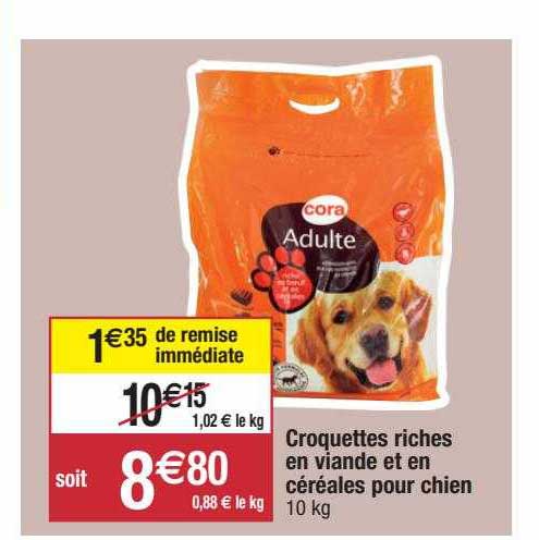 croquettes riches en viande et en céréales pour chien