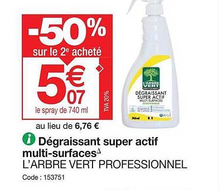 dégraissant super actif multi-surfaces l'arbre vert professionnel