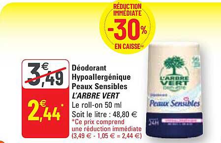 déodorant hypoallergénique peaux sensibles l'arbre vert