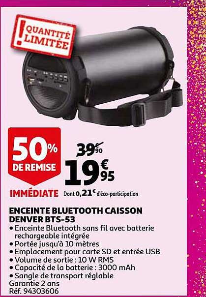 Enceinte Bluetooth Caisson Denver Bts-53