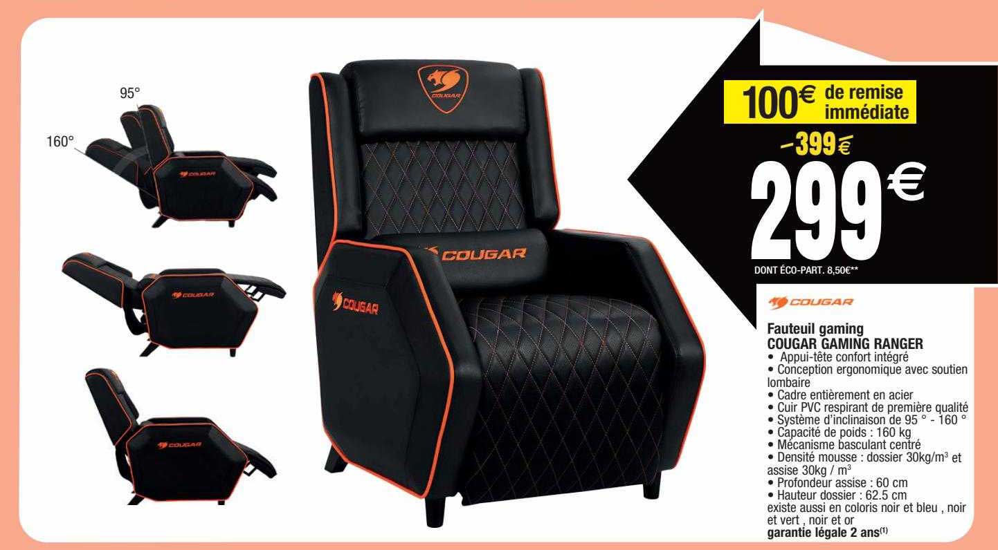 fauteuil gaming cougar gaming ranger cougar