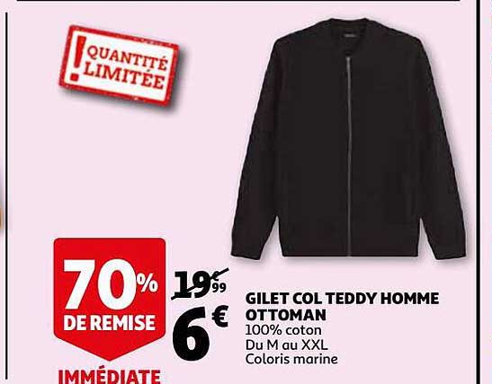 gilet col teddy homme ottoman