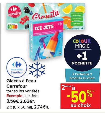 glaces à l'eau carrefour