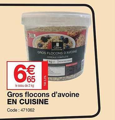gros flocons d'avoine en cuisine