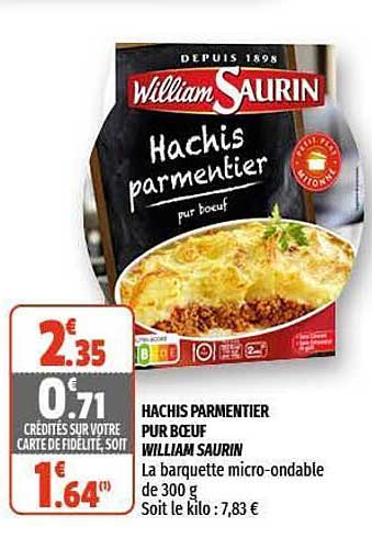 hachis parmentier pur boeuf william saurin