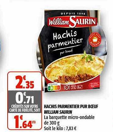 hachis parmentier pur boeuf william saurin