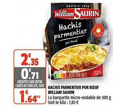 hachis parmentier pur boeuf william saurin