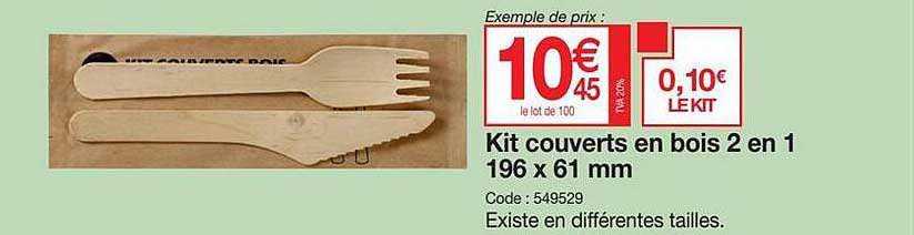 Kit Couverts En Bois 2 En 1 196 X 61 Cm