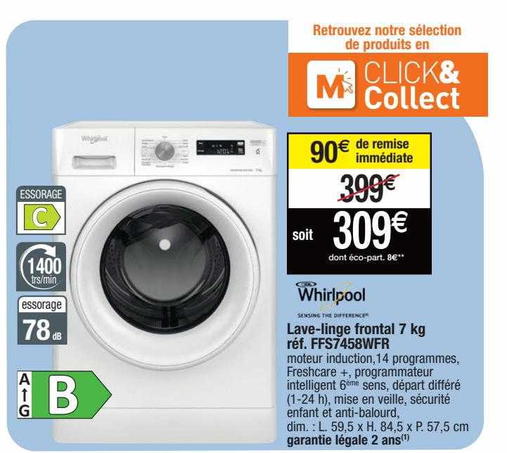 lave-linge frontal 7 kg whirlpool