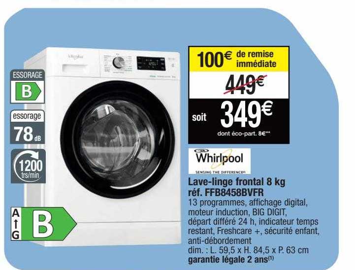 Lave-linge Frontal 8 Kg Whirlpool