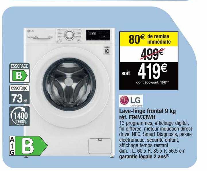 Lave-linge Frontal 9 Kg Lg