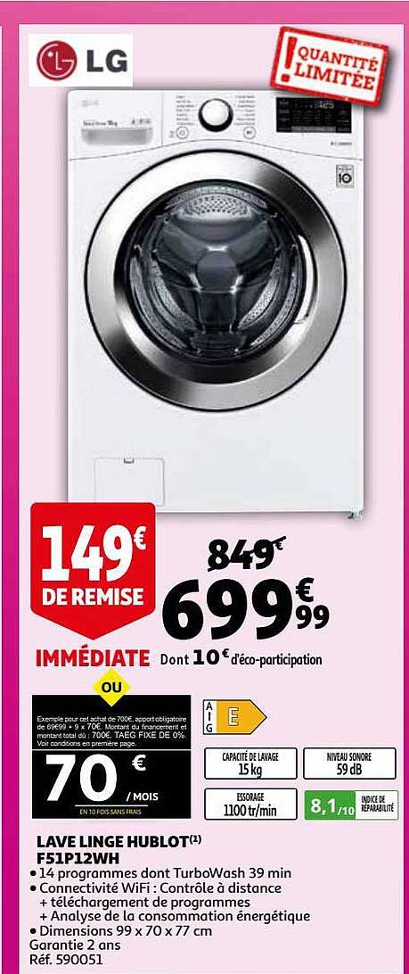 lave linge hublot lg