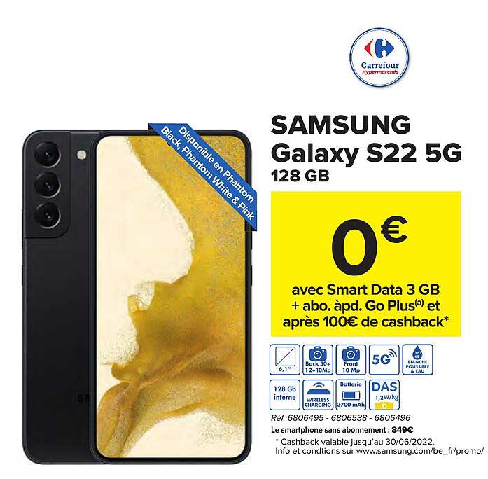le smartphone sans abonnement samsung galaxy s22 5g 128 gb