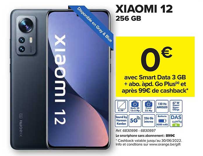 le smartphone sans abonnement xiaomi 12 256 gb