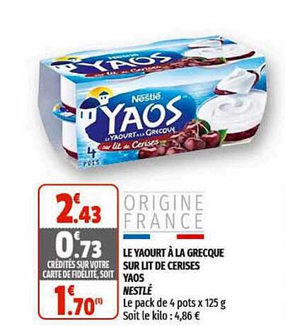 Le Yaourt à La Grecque Sur Lit De Cerises Yaos Nestlé
