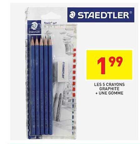 les 5 crayons graphite + une gomme staedtler