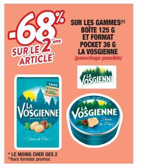 les gammes boîte 125 g et format pocket 36 g la vosgienne