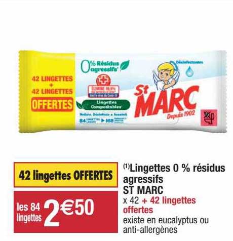 Lingettes 0% Résidus Agressifs St Marc