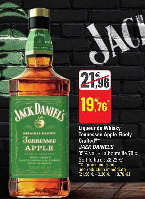 liqueur de whisky tennessee apple finely crafted jack daniel's