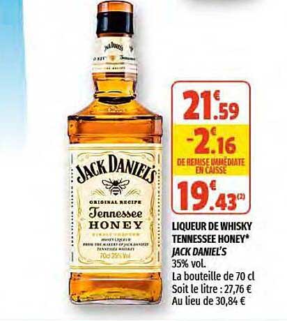 liqueur de whisky tennessee honey jack daniel's