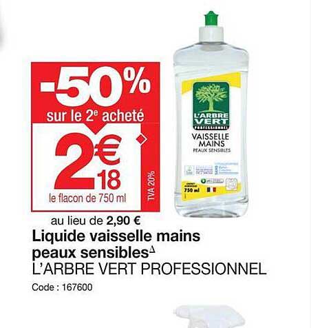 liquide vaisselle mains peaux sensible l'arbre vert professionnel