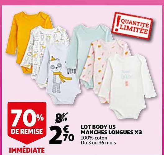 lot body us manches longues x3