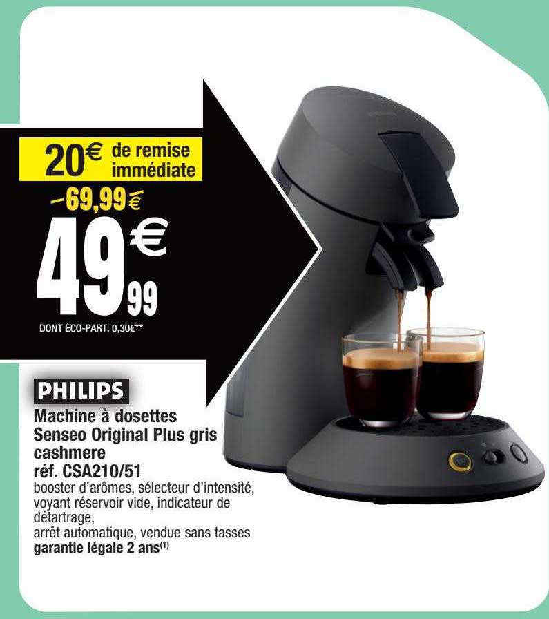 machine à dosettes senseo original plus gris cashmere philips