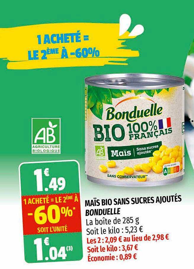 Maïs Bio Sans Sucres Ajoutés Bonduelle
