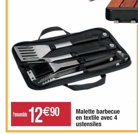 malette barbecue en textile avec 4 ustensiles