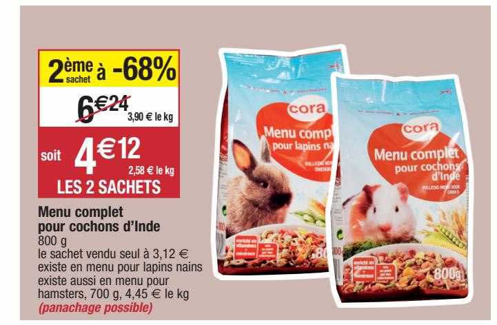 menu complet pour cochons d'inde