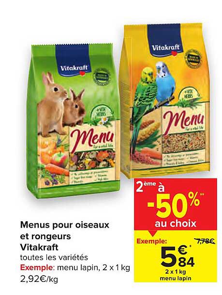 menus pour oiseaux et rongeurs vitakraft