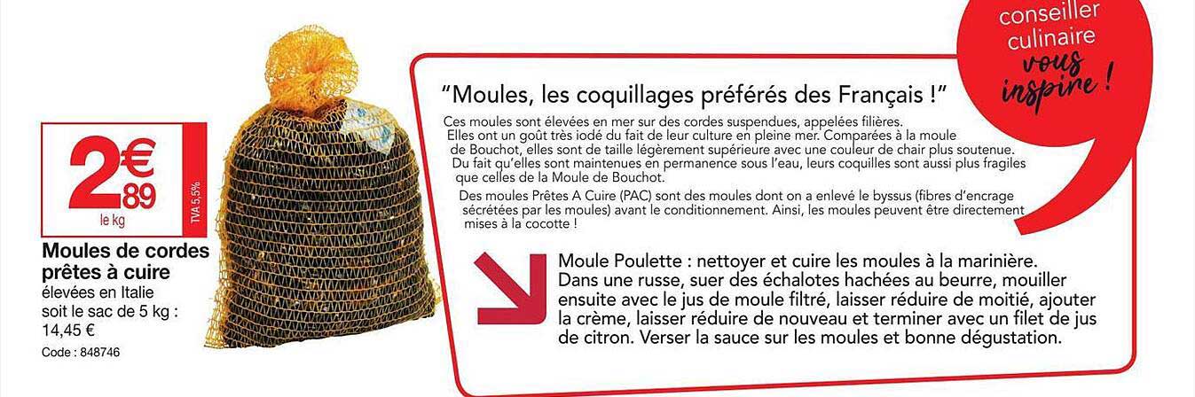 moules de cordes prêtes à cuire