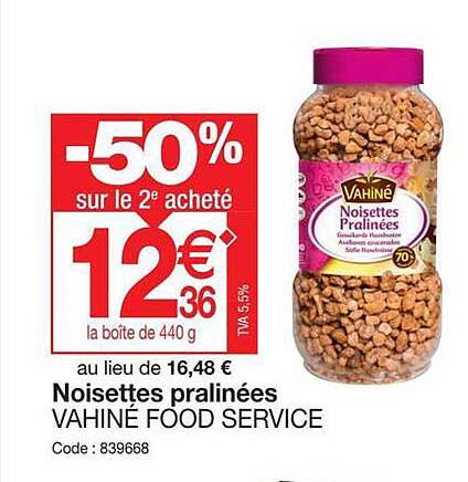 noisettes pralinées vahiné food service