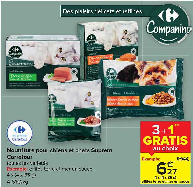 nourriture pour chiens et chats suprem carrefour
