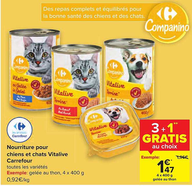 nourriture pour chiens et chats vitalive carrefour