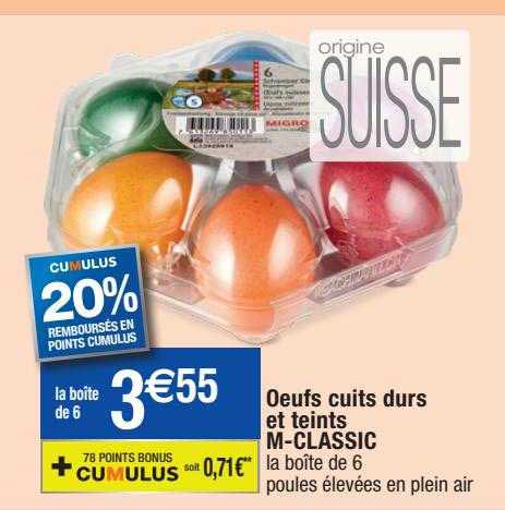 oeufs cuits durs et teints m-classic