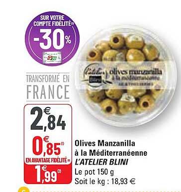 olives manzanilla à la méditerranéenne l'atelier blini