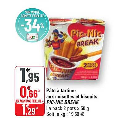 pâte à tartiner aux noisettes et biscuits pic-nic break