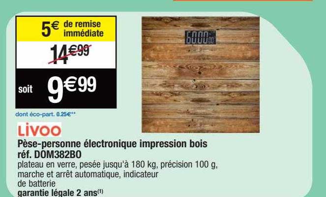pèse-personne électronique impression bois livoo