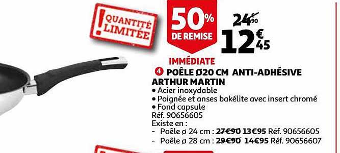 poêle ø20 cm anti-adhésive arthur martin