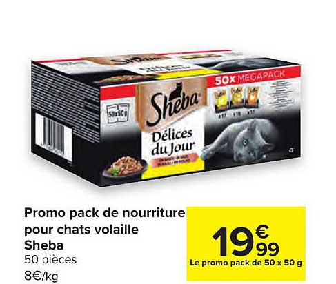 promo pack de nourriture pour chats volaille sheba