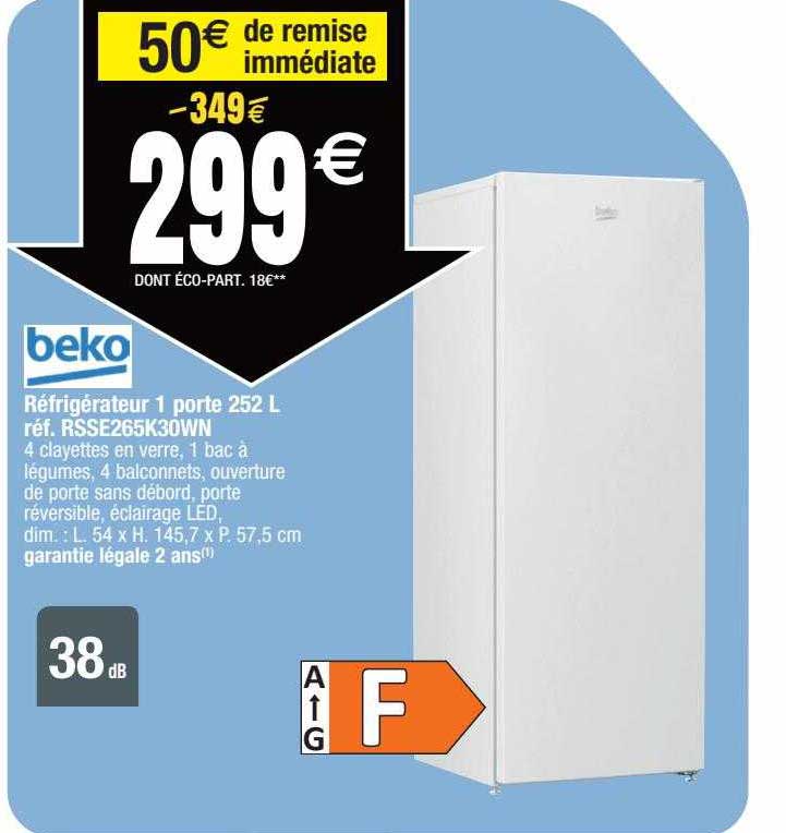 Réfrigérateur 1 Porte 252l Beko