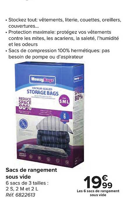 sacs de rangement sous vide