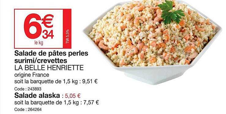 salade de pâtes perles surimi-crevettes la belle henriette