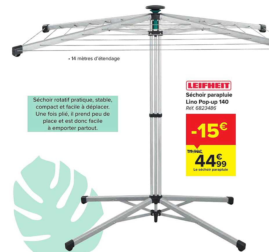 séchoir parapluie lino pop-up 140 leifheit